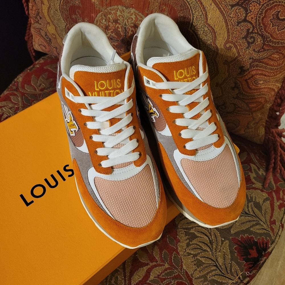 Louis Vuitton Run Away Trainers Orange Brown Size 9 women Suede calf